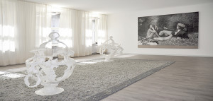 Sultan Adler ( Acar ) carpet | Raphaela Vogel, sculpture | Christian Jankowski, painting | Installation in the Wurlitzer PTC collection in cooperation with Art Week Berlin