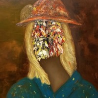 Frau mit Adler  45 x 52 cm  oil on canvas